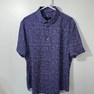 Bugatchi Blue/Purple Patterned Men's Shirt Size XL